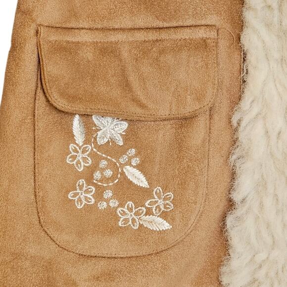 Girls Route 66 Faux Suede & Sherpa Phoebe Buffay Tan Jacket - Picture 4 of 8